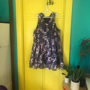 SLEEVELESS FLORAL SKATER DRESS